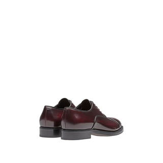 Prada 2EA130-055 Men's Shoes Burgundy Calf-Skin Leather Oxfords (PRM1007)-AmbrogioShoes