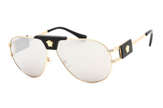 Versace 0VE2252 Sunglasses Gold /Light Grey Mirrored Silver-AmbrogioShoes