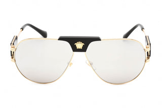 Versace 0VE2252 Sunglasses Gold /Light Grey Mirrored Silver-AmbrogioShoes