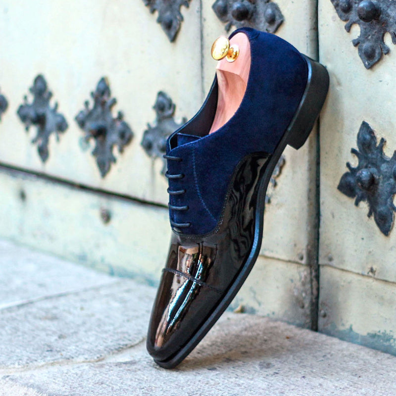 Ambrogio Bespoke Custom Men's Shoes Black Patent Leather Wholecut
