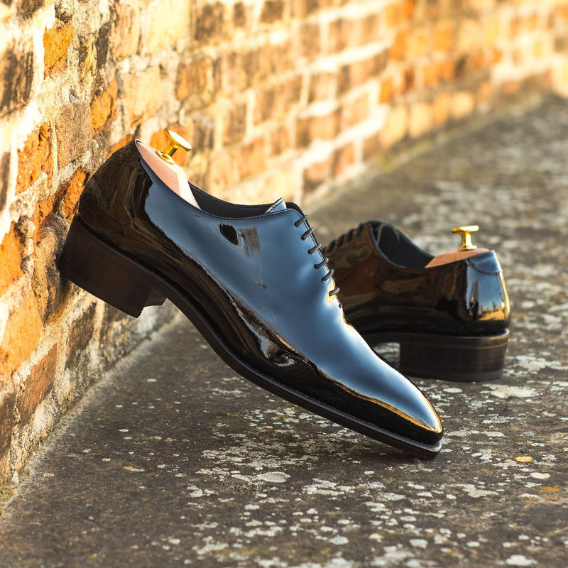 BOSS - Patent-leather loafers with black-and-gold logo detail