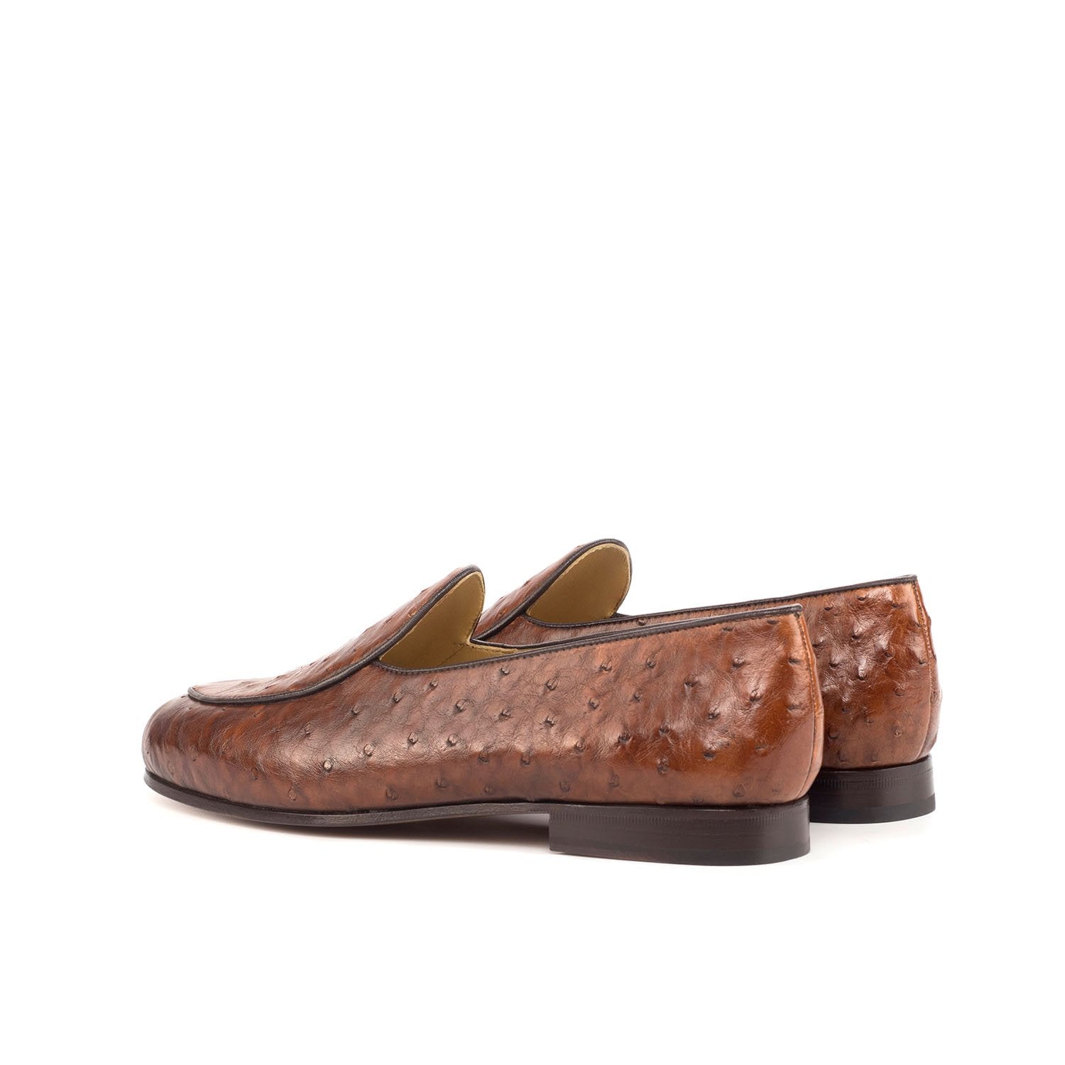 Ambrogio Bespoke Custom Men's Shoes Brown & Cognac Ostrich & Calf-Skin –  AmbrogioShoes