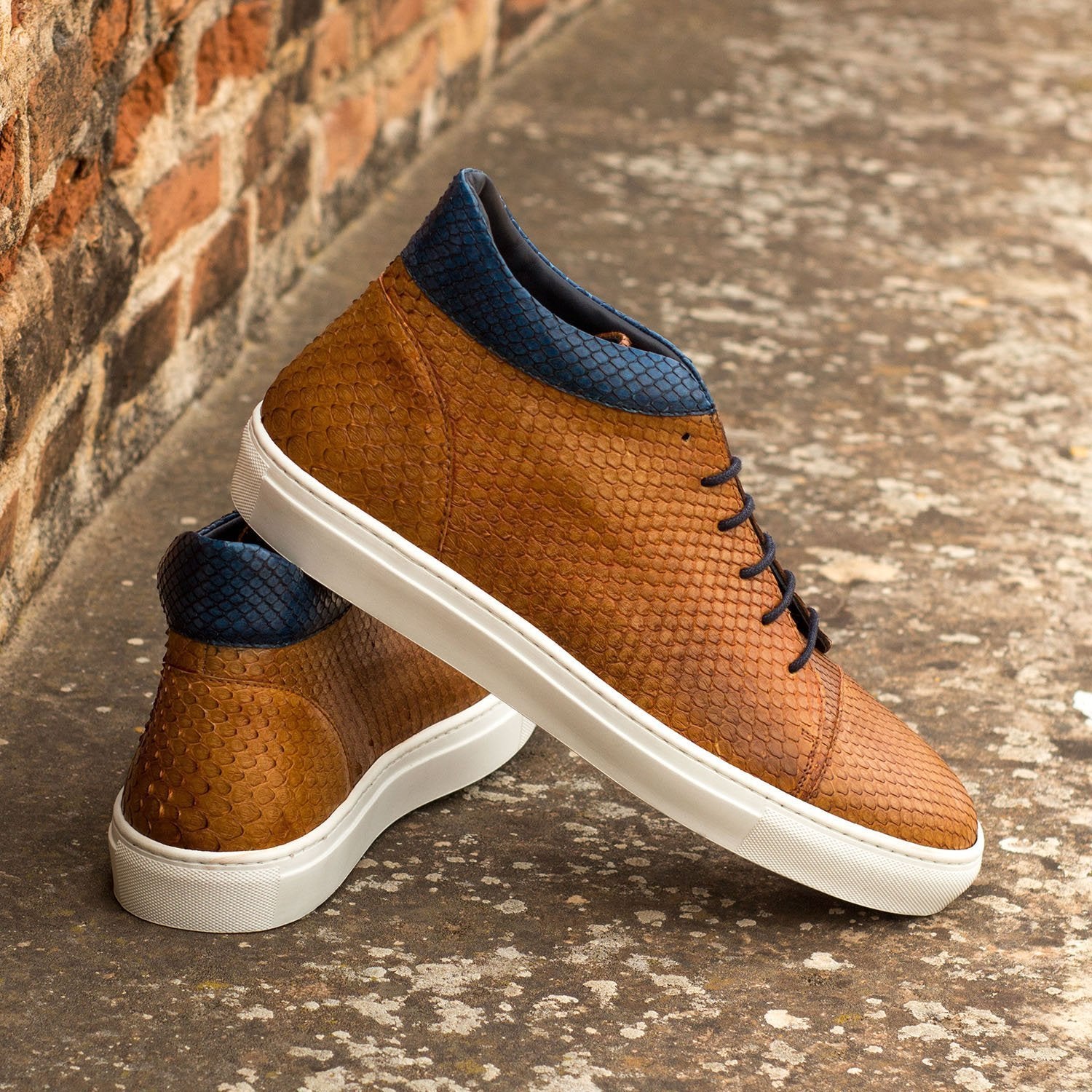 Ambrogio Bespoke Custom Men's Shoes Brown & Cognac Ostrich & Calf-Skin –  AmbrogioShoes