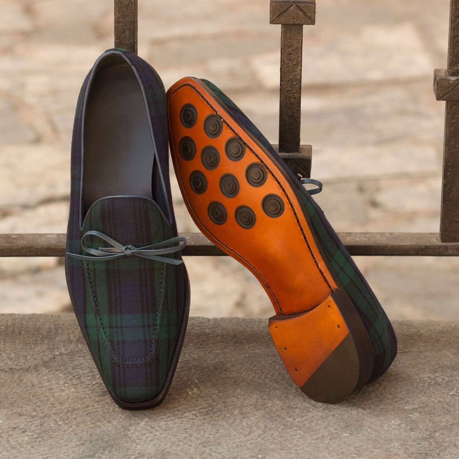 Ambrogio Bespoke Men's Handmade Custom Shoes Navy Calf-Skin