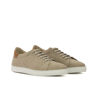 Ambrogio Bespoke Men's Shoes Beige Canvas Trainer (AMB2287)-AmbrogioShoes