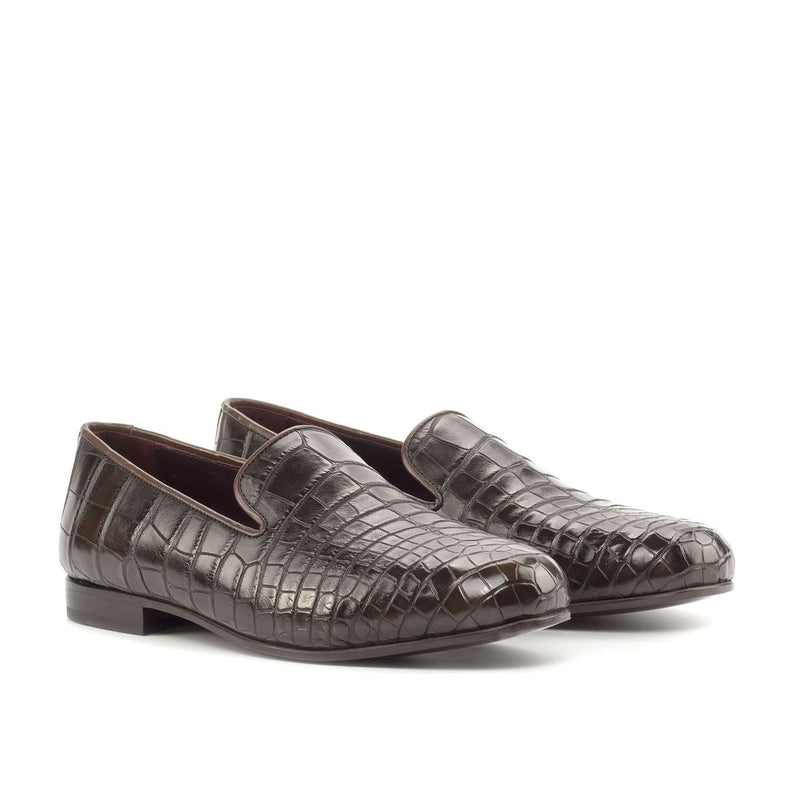 Ambrogio Bespoke Men's Shoes Dark Brown Exotic Alligator Dress