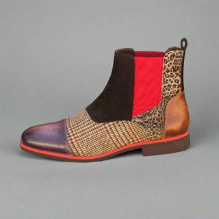 Ambrogio 2605 Men's Shoes Multi-Color / Texture Patina Leather Chelsea Boots (AMB1039)-AmbrogioShoes