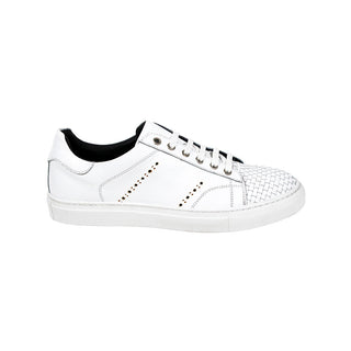 Duca Sorrento Men's Shoes White Calf Sneakers (D1105)-AmbrogioShoes