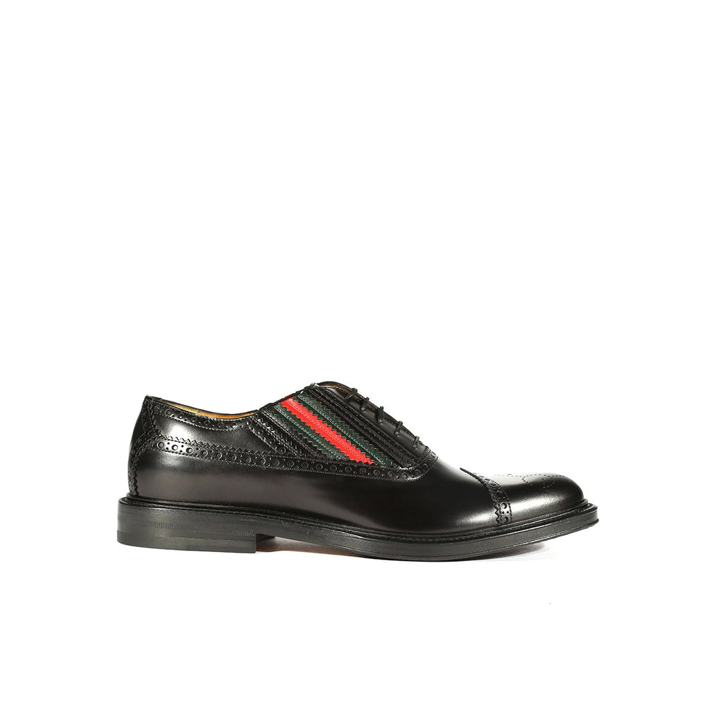 Gucci 547592 0GQ30 1078 Men's Shoes Black Calf-Skin Leather 