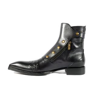 Jo Ghost 3206 Men's Shoes Black Calf-Skin Leather Buckle Boots (JG5318)-AmbrogioShoes