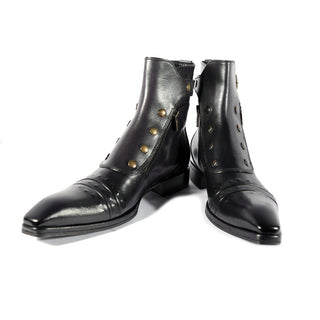 Jo Ghost 3206 Men's Shoes Black Calf-Skin Leather Buckle Boots (JG5318)-AmbrogioShoes