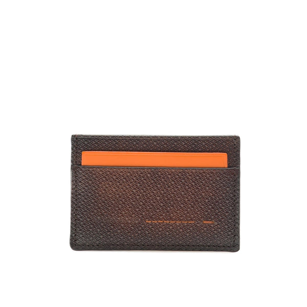 Bespoke Men's Pebble Leather Card Case - Red