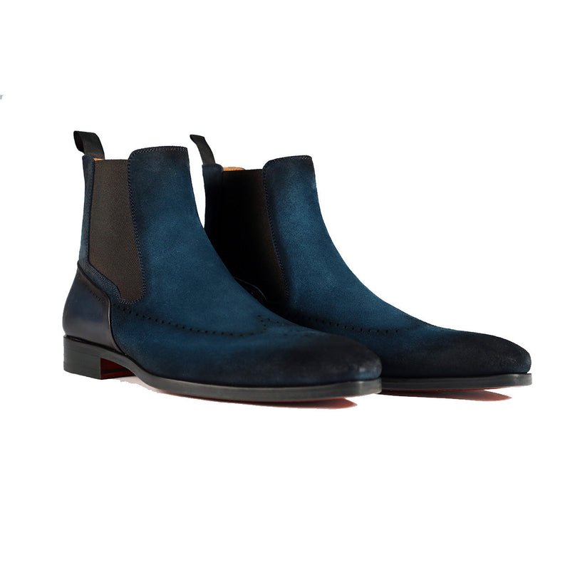 Magnanni 23501 Men's Shoes Turquoise Blue Suede / Patina Leather Chels ...