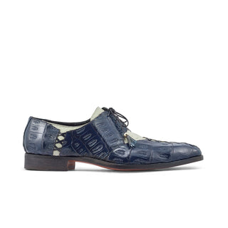 Mauri 4942 Bumby Men's Shoes Arce Raindrops & Wonder Blue Exotic Crocodile / Ostrich Leg Derby Oxfords (MA5379)-AmbrogioShoes