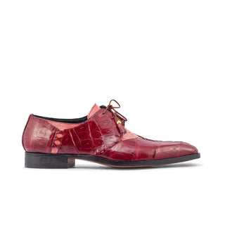 Mauri 4942 Bumby Men's Shoes Fuchsia & Ruby Red Exotic Crocodile / Ostrich Leg Derby Oxfords (MA5378)-AmbrogioShoes