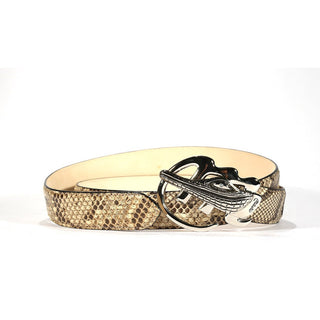 Mauri AB6 Men's Beige Exotic Snake-Skin Belt (MAB1022)-AmbrogioShoes