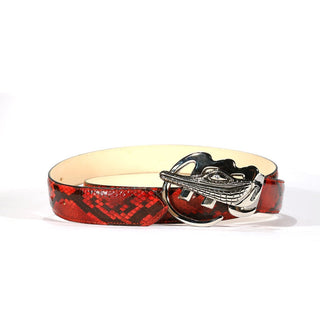 Mauri AB6 Men's Black & Red Exotic Snake-Skin Belt (MAB1023)-AmbrogioShoes