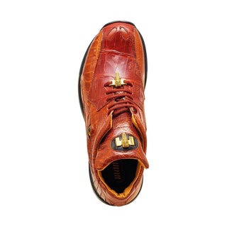 Mauri Apocalypse 8596 Men's Shoes Gold Exotic Caiman Crocodile / Ostrich Leg Sneakers (MA5321)-AmbrogioShoes