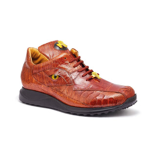 Mauri Apocalypse 8596 Men's Shoes Gold Exotic Caiman Crocodile / Ostrich Leg Sneakers (MA5321)-AmbrogioShoes