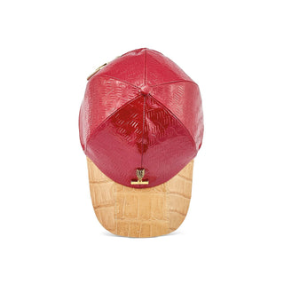 Mauri H65 Classic Men's Raspberry & Champagne Exotic Crocodile / Patent Leather Hat (MAH10334)-AmbrogioShoes