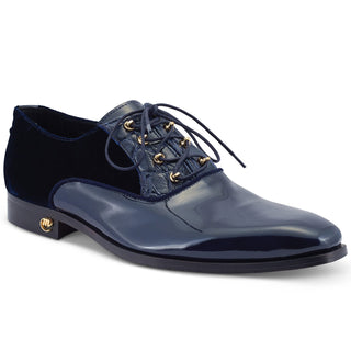 Mauri Tycoon 4993 Men's Shoes Wonder Blue Alligator/ Velvet / Patent Leather Formal / Dress Oxfords (MA5476)-AmbrogioShoes