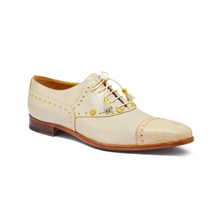 Mauri Vegas 4901 Men's Shoes Cream Exotic Alligator / Calf-Skin Leather Oxfords (MA5308)-AmbrogioShoes