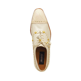 Mauri Vegas 4901 Men's Shoes Cream Exotic Alligator / Calf-Skin Leather Oxfords (MA5308)-AmbrogioShoes