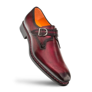 Mezlan S20416 Men's Shoes Burgundy Calf-Skin Leather Bold Artisan Welt Monk-Strap Loafers (MZ3512)-AmbrogioShoes