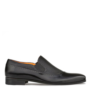 Mezlan S20466 Men's Shoes Black Deerskin / Calf-Skin Leather Slip On Loafers (MZ3507)-AmbrogioShoes