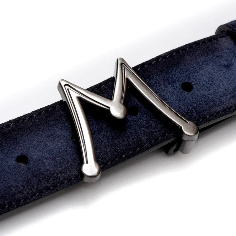 Mezlan SB11489 Blue Suede Leather Floating Icon Men's Belt (MZB1219)