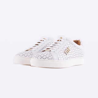 Mister 39596 Lacar Men's Shoes White Crocodile Print / Calf-Skin Leather Casual Sneakers (MIS1026)-AmbrogioShoes