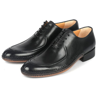 Paul Parkman 054-BLK Men's Shoes Black Calf-Skin Leather Split-Toe Oxfords (PM6366)-AmbrogioShoes
