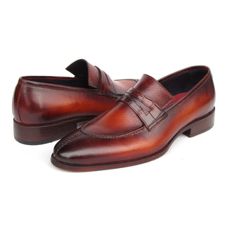 Paul Parkman 694TB25 Men's Shoes Brown Hand-Painted Leather Split To Penny Loafers (PM6396)-AmbrogioShoes