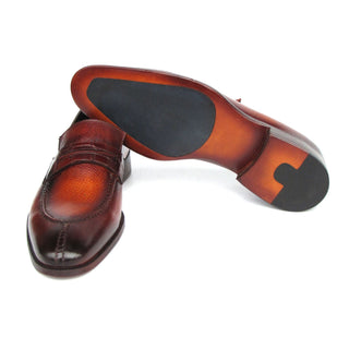 Paul Parkman 694TB25 Men's Shoes Brown Hand-Painted Leather Split To Penny Loafers (PM6396)-AmbrogioShoes