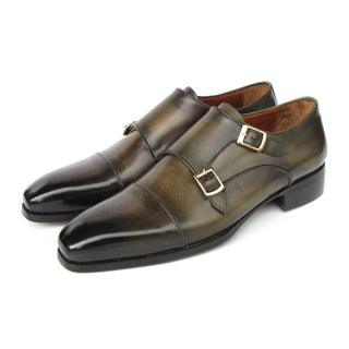 Paul Parkman 9468-GRN Men's Shoes Green Calf-Skin Leather Monk-Straps Loafers (PM6416)-AmbrogioShoes