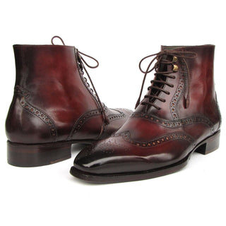 Paul Parkman BT4861-BRD Men's Shoes Brown Burnished Leather Goodyear Welted Wingtip Boots (PM6407)-AmbrogioShoes